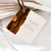 Agate Geode Script Burnt Orange Gold Ivory Wedding フェイバータグ