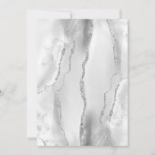 Agate Grayホワイトシルバーモダンスクリプ結婚ト セーブザデート (裏面)