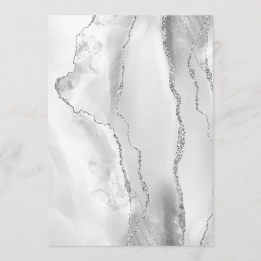 Agate Grayホワイトシルバーモダンスクリプ結婚ト メニュー (裏面)