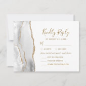 Agate Grayホワイト金ゴールドの食事のオプシ結婚ョン 出欠カード (正面)