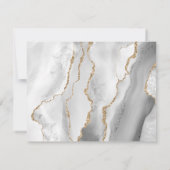 Agate Grayホワイト金ゴールドの食事のオプシ結婚ョン 出欠カード (裏面)