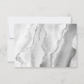 Agate Gray Silver モダン Script結婚's 出欠カード (裏面)