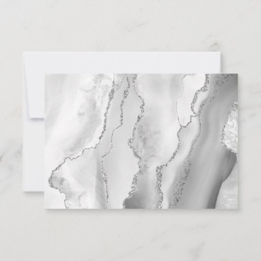 Agate Gray Silver モダン Script結婚's 出欠カード (裏面)