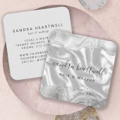 Agate Gray Silver Glitter Luxury Rounded Corners スクエア名刺