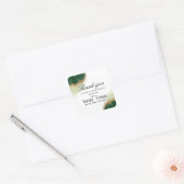 Agate Green & 金ゴールドThank you Sticker for 結婚's スクエアシール (封筒)