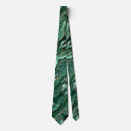 Agate Green Gold Glitter Marble Emerald Neck Tie ネクタイ