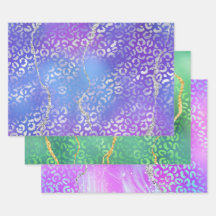 Agate Leopard Print with Glitter and Jewel-Tone