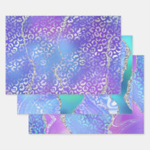 Agate Leopard Print with Glitter and Jewel-Tone