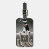 Agate Monogram氏の写真結婚名日付 ラゲッジタグ (正面縦)