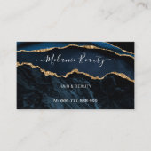 Agate Navy Blue金ゴールドモダンあなたの名刺 名刺 (正面)