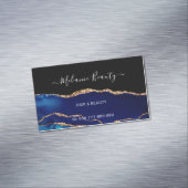 Agate Navy Blue金ゴールドモダンマグネット名刺 マグネット名刺 (インサイチュ)