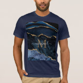 Agate Navy Blue金ゴールドモダンTシャツ – モノグラム Tシャツ (正面)