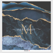 Agate Navy Blue金ゴールド名前をカスタムする文字シール シール (シート)