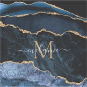 Agate Navy Blue金ゴールド名前をカスタムする文字シール シール (正面)