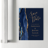 Agate Navy Blue金ゴールド結婚式Save the Date