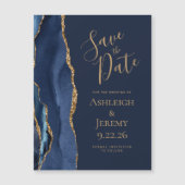 Agate Navy Blue金ゴールド結婚式Save the Date (正面)
