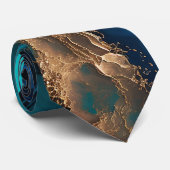 Agate Navy Blue Gold Gemstone Marble Geode Luxury  ネクタイ (ロール)