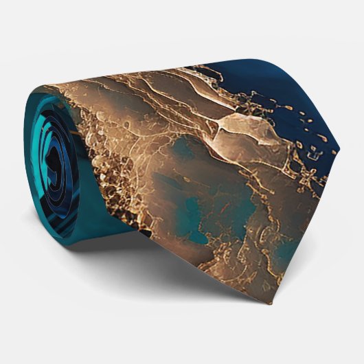 Agate Navy Blue Gold Gemstone Marble Geode Luxury  ネクタイ (ロール)