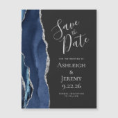 Agate Navy Blue Silver Dark Magnetic日付を保存 (正面)