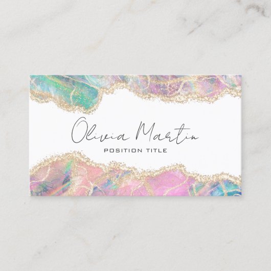 Agate Opal Borders Overlays 名刺 (正面)