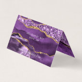 Agate Purple金ゴールドQRコード名刺 名刺 (裏面)