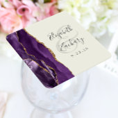 Agate Purple Gold Ivory Wedding スクエアペーパーコースター