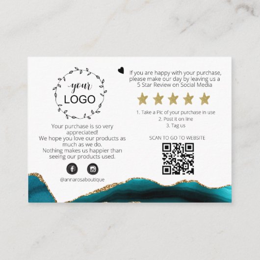 *~* AGATE QRロゴありがとうございますブランディングAP8 エンクロージャーカード (裏面)