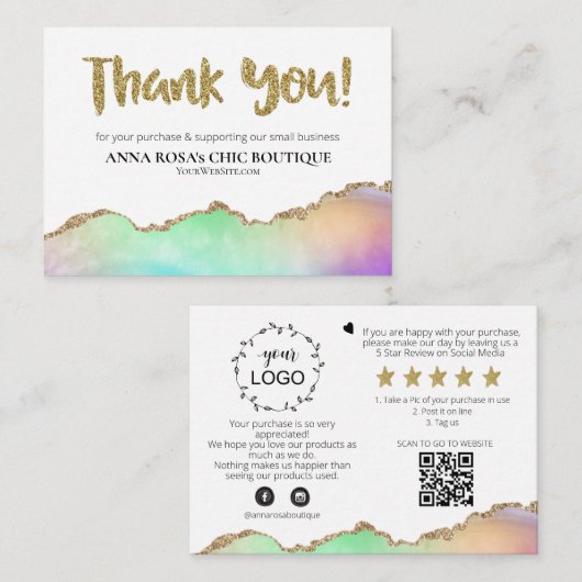 *~* AGATE QRロゴAP8をご確認いただきありがとうございますブランディング エンクロージャーカード (正面/裏面)