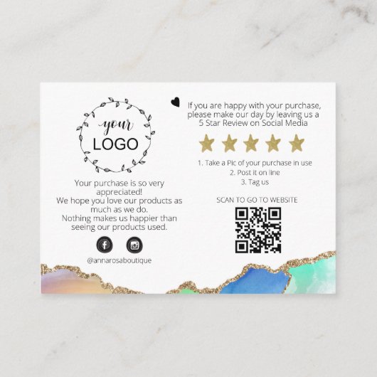 *~* AGATE QRロゴAP8 Rainbowをご覧いただきありがとうございます エンクロージャーカード (裏面)