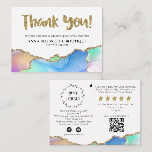 *~* AGATE QRロゴAP8 Rainbowをご覧いただきありがとうございます エンクロージャーカード (正面/裏面)