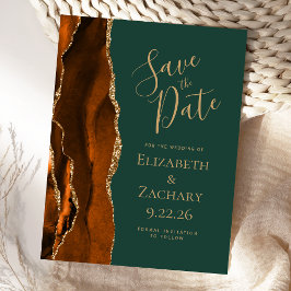 agate rust gold エメラルドグリーン Save the Date 案内ポストカード