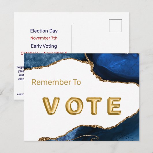 Agate Sapphire with Gold Veins Vote ポストカード (正面/裏面)