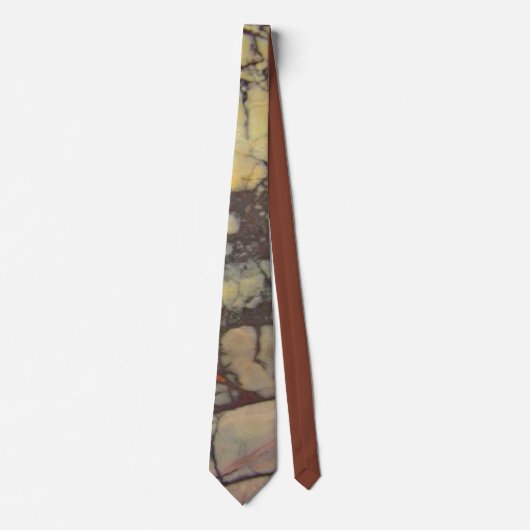 Agate Slabクローズアップ写真黄色と赤の霜降り ネクタイ (正面)