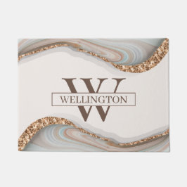 Agate Stone大理石モノグラム名 ドアマット