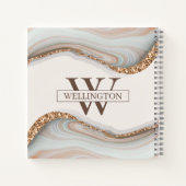 Agate Stone大理石モノグラム名 ノートブック (裏面)