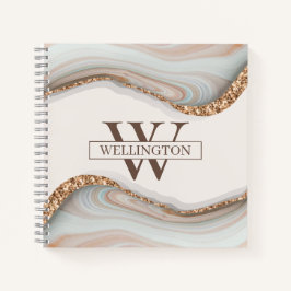 Agate Stone大理石モノグラム名 ノートブック