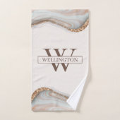 Agate Stone大理石モノグラム名 バスタオルセット (ハンドタオル)