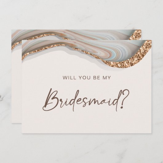 Agate Stone Marbleは私のブライドメイド・カード サンキューカード (正面/裏面)