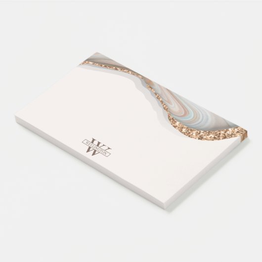 Agate Stone Marble Monogram Name Post-It Notes ポストイット (アングル)
