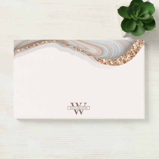 Agate Stone Marble Monogram Name Post-It Notes ポストイット (オフィス)