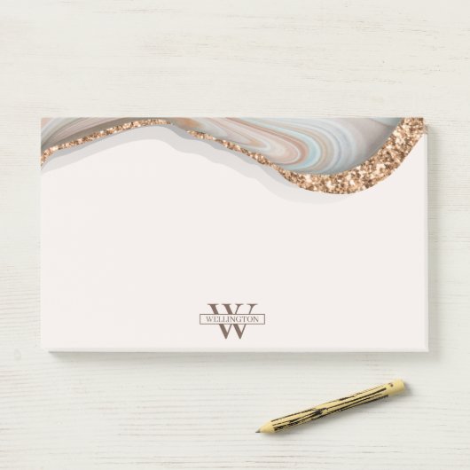 Agate Stone Marble Monogram Name Post-It Notes ポストイット (デスク)