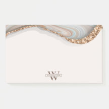 Agate Stone Marble Monogram Name Post-It Notes