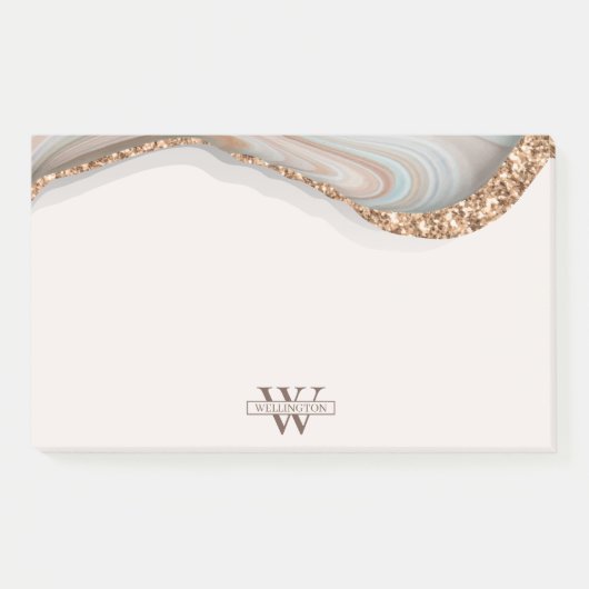 Agate Stone Marble Monogram Name Post-It Notes ポストイット (正面)