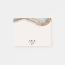 Agate Stone Marble Monogram Name Post-It Notes