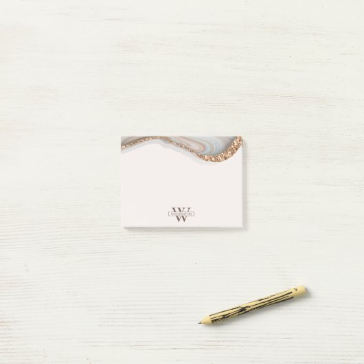 Agate Stone Marble Monogram Name Post-It Notes ポストイット (デスク上)