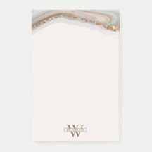 Agate Stone Marble Monogram Name Post-It Notes