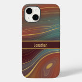 Agate Strata Look - Burgundy Rust and Dusty Aqua Case-Mate iPhoneケース (裏面)