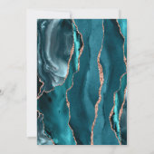 Agate Teal Rose Gold Modern Script Wedding セーブザデート (裏面)