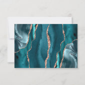 Agate Teal Rose Gold Modern Script Wedding 出欠カード (裏面)