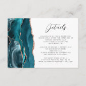 Agate Teal Rose Gold Modern Script Wedding Details エンクロージャーカード (正面)